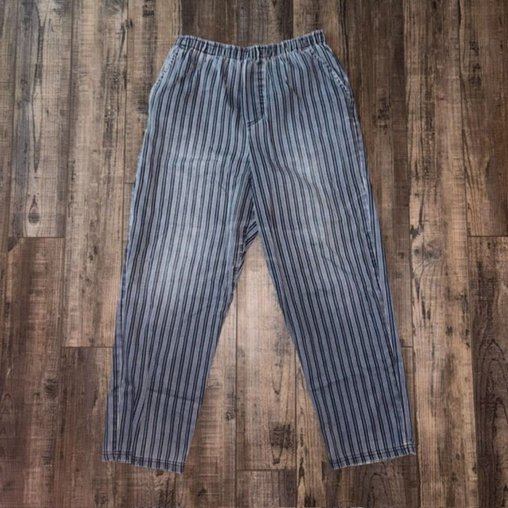 Vintage Striped Cotton Blend Trousers